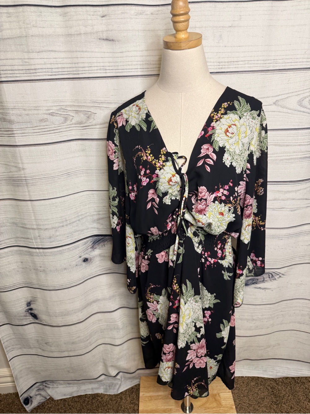 Maurices Black Strapless Floral Sundress